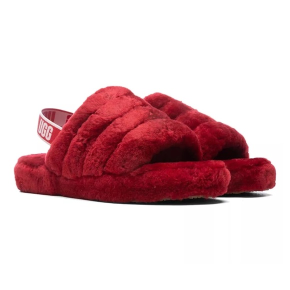 Ugg Fluff Yeah Slide/House Shoe Girls/Toddler | Ribbon Red | NEW IN BOX!!!❤️💤❤️ - Picture 1 of 11
